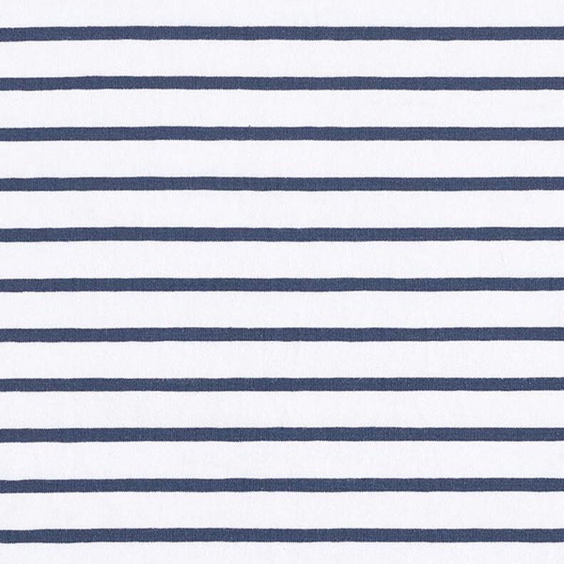 Jersey in cotone a righe strette e larghe – bianco/blu marino,  image number 1