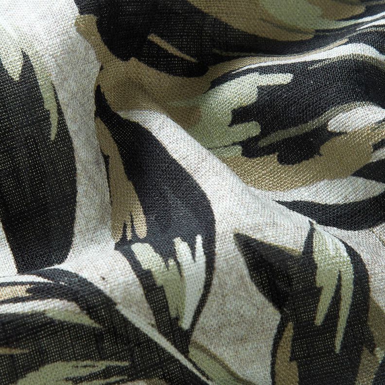 misto lino viscosa Stampa digitale Monstera – grigio nebbia/cachi chiaro,  image number 2