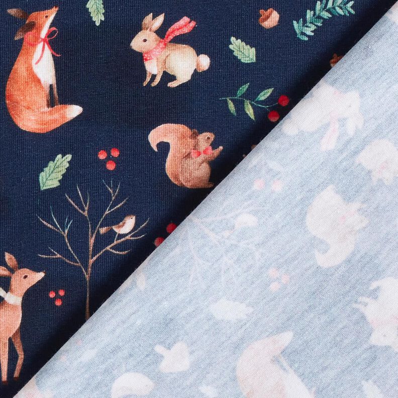 jersey di cotone Animali in autunno stampa digitale  – blu notte,  image number 4