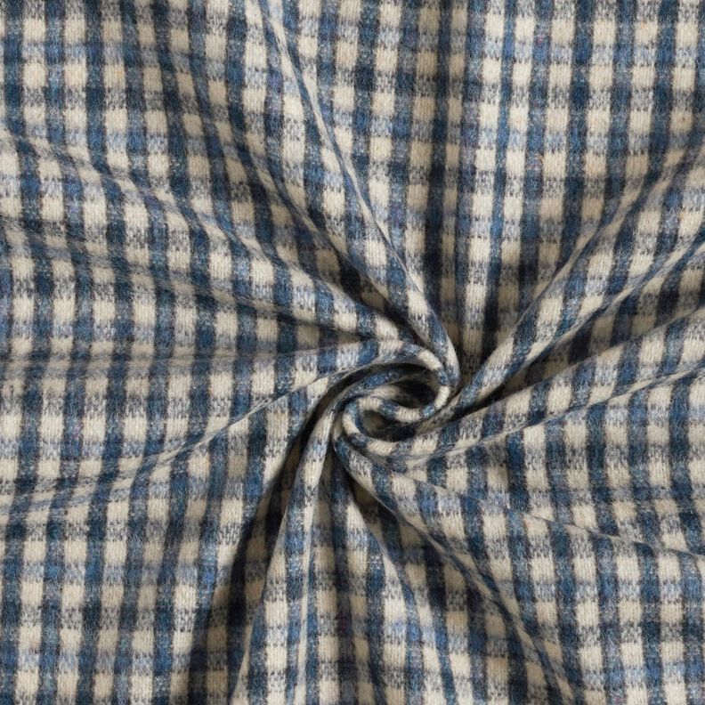 Tessuto per cappotto misto lana a quadri piccoli – beige/blu,  image number 4