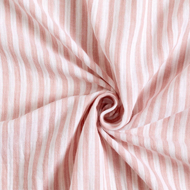 mussolina / tessuto doppio increspato double face Righe – rosa anticato/bianco,  image number 4
