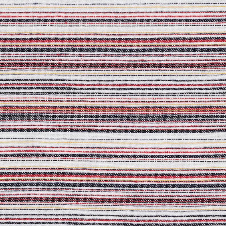 Tessuto di lino grezzo a righe colorate – bianco/blu marino,  image number 1