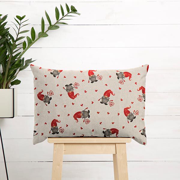 tessuto arredo mezzo panama Elfo innamorato – naturale/rosso carminio, image number 9