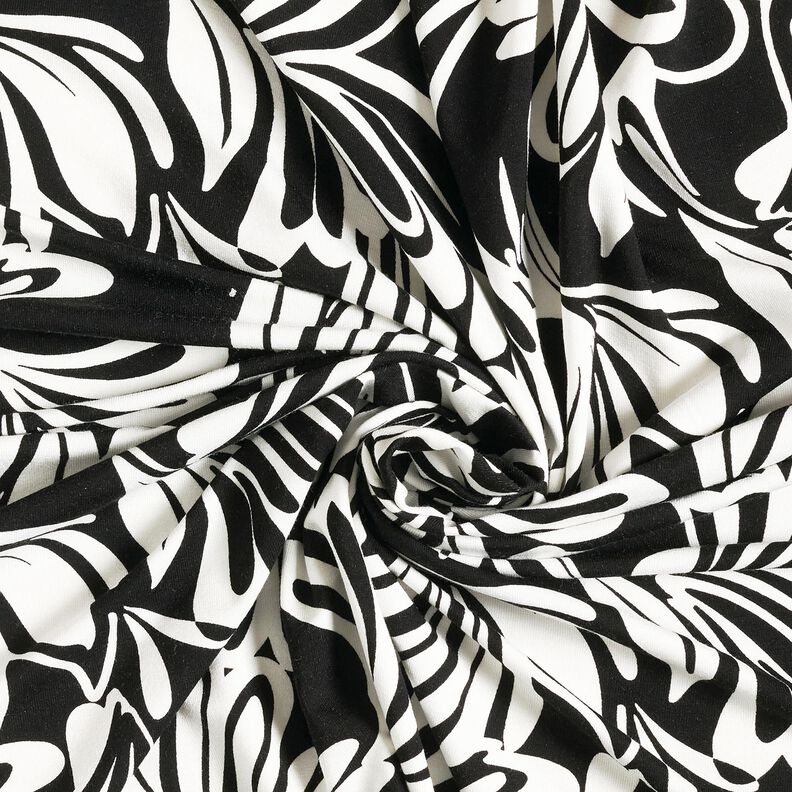 jersey di viscosa Fiori astratti – nero/avorio,  image number 3
