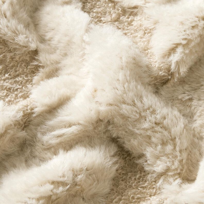 ecopelliccia tessuto bouclé losanghe – sabbia/naturale, image number 2