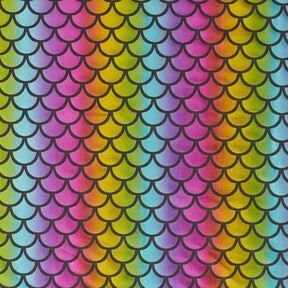 jersey laminato Arcobaleno di scaglie di sirena – nero/mix di colori, 