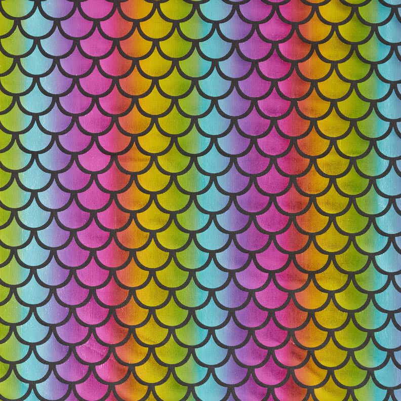 jersey laminato Arcobaleno di scaglie di sirena – nero/mix di colori,  image number 1
