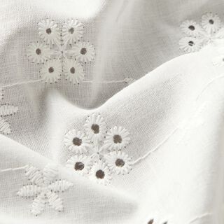Tessuto in cotone con ricamo forato a piccoli fiori – bianco, 