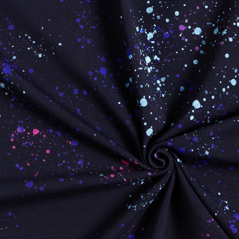 jersey di cotone Spruzzi colorati | Glitzerpüppi  – blu notte/lilla bluastro,  image number 3