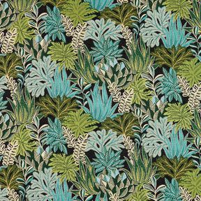 tessuto arredo Jacquard Foglie della giungla – nero/verde, 
