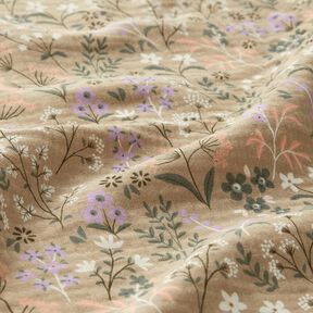 GOTS mussolina / tessuto doppio increspato Prato fiorito in primavera | Poppy Fabrics – beige scuro, 