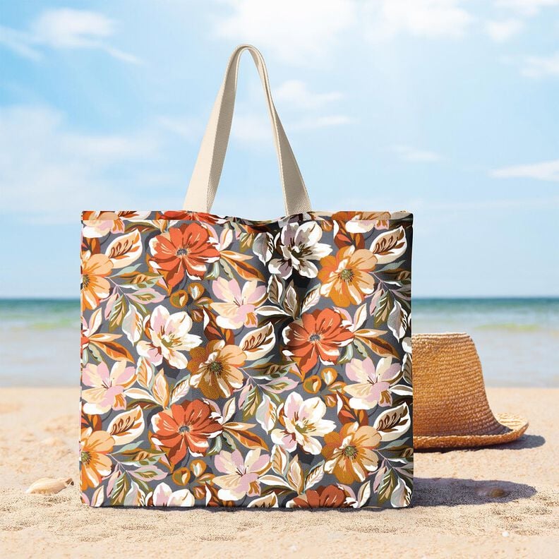 cotone rivestito Fiori eleganti &ndash; grigio ardesia/ros&eacute;,  image number 5