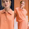 tessuto stretch jacquard, righe 3D | Fibre Mood – salmone,  thumbnail number 7