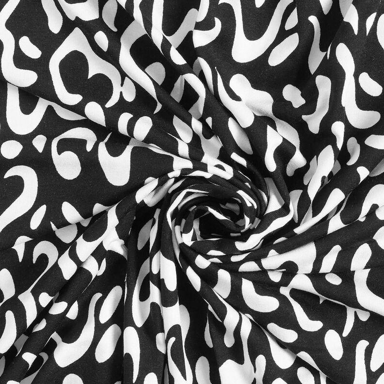 Jersey di viscosa con fantasia leopardata astratta – nero/bianco, image number 4