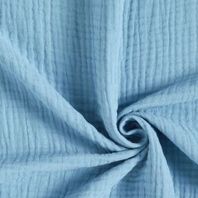 Mussola di cotone a tre strati tinta unita – azzurro, 