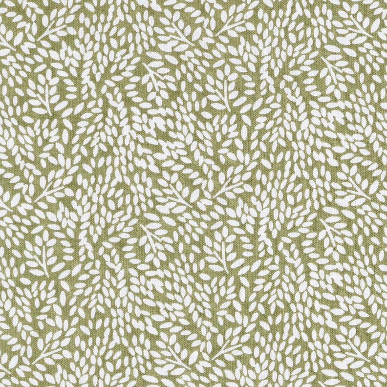 tessuto in cotone cretonne Mini foglie – cachi chiaro/bianco,  image number 1
