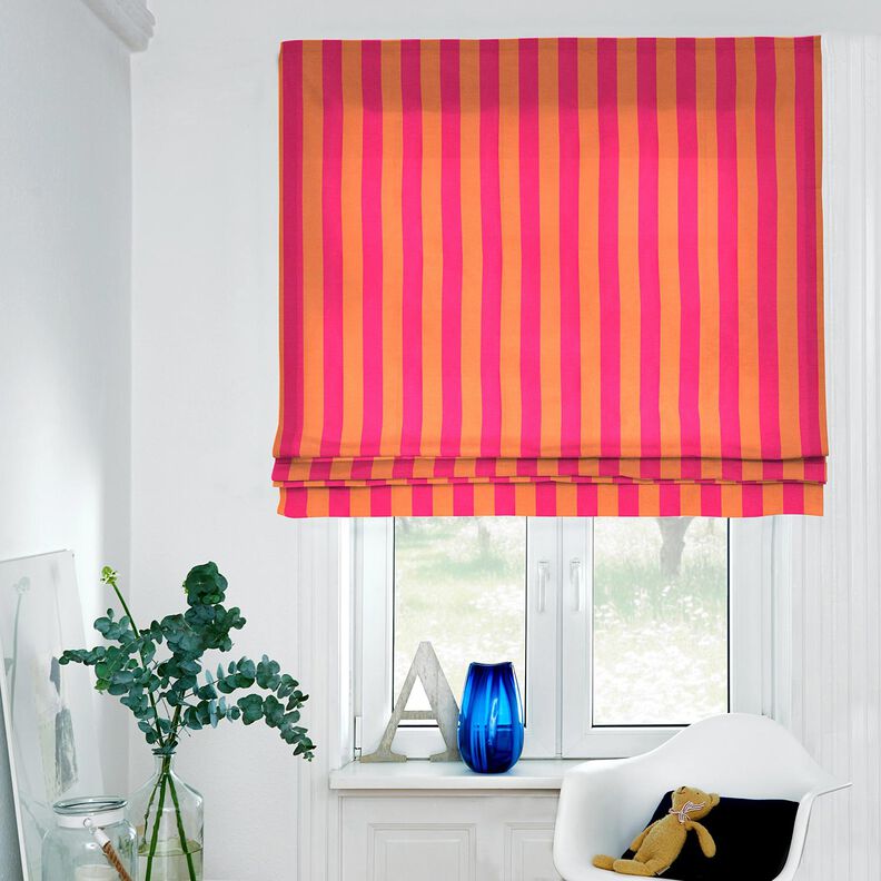 tessuto arredo mezzo panama Rigato – rosa fucsia acceso/arancione,  image number 8