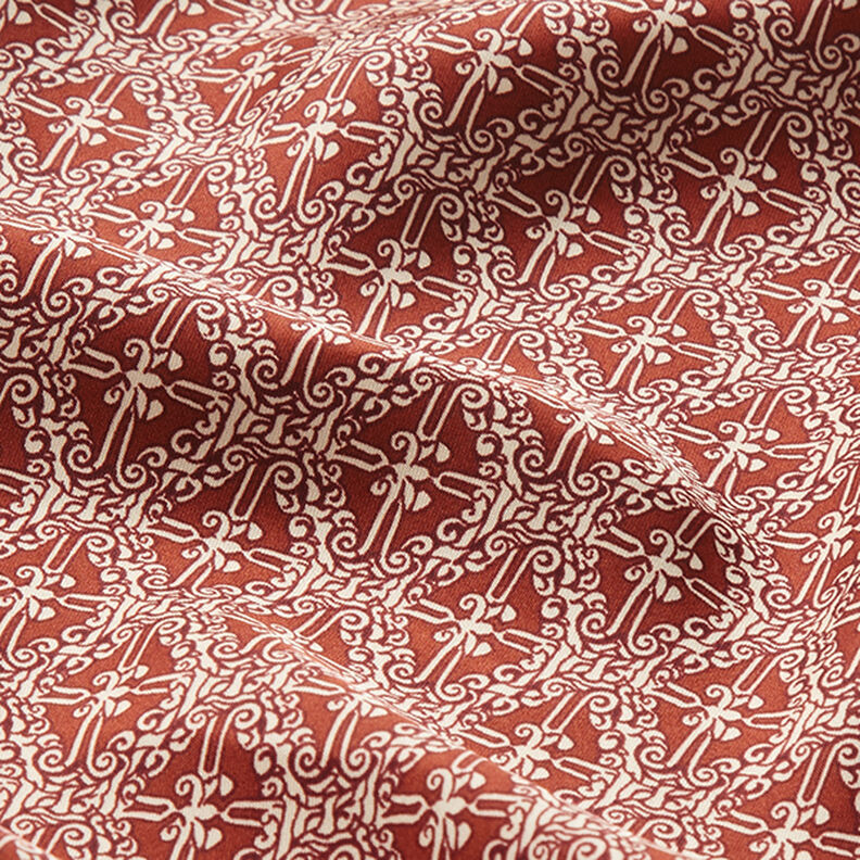 satin di poliestere, losanghe paisley – rame,  image number 2