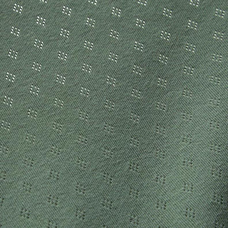 jersey maglia fine con motivi traforati – verde scuro,  image number 3