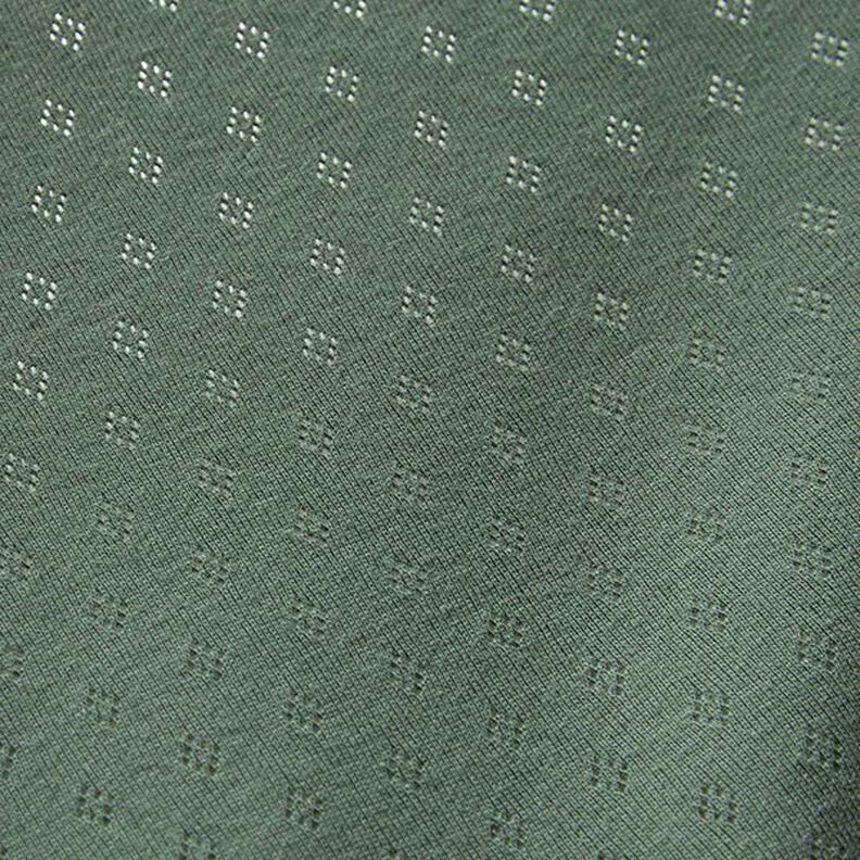 jersey maglia fine con motivi traforati – verde scuro,  image number 3