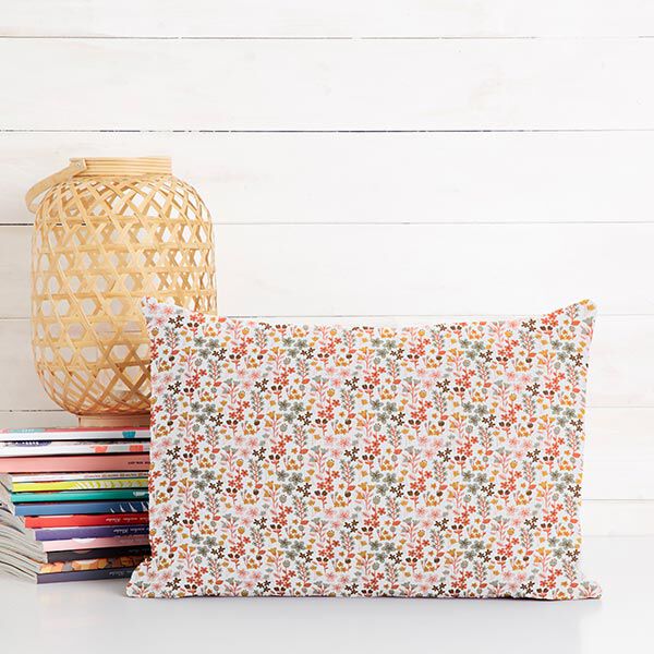 tessuto in cotone cretonne fiori in filigrana – arancione/bianco,  image number 5