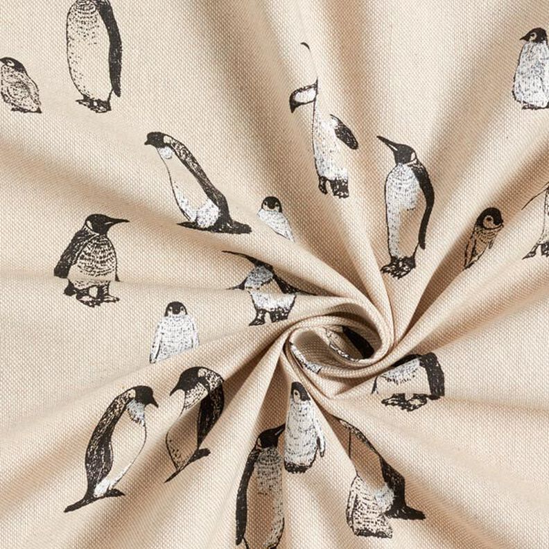 tessuto arredo mezzo panama pinguini – naturale,  image number 5