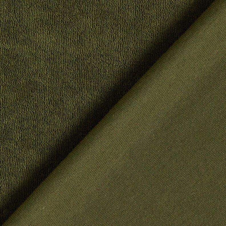 tessuto in spugna stretch tinta unita – verde oliva scuro, image number 3