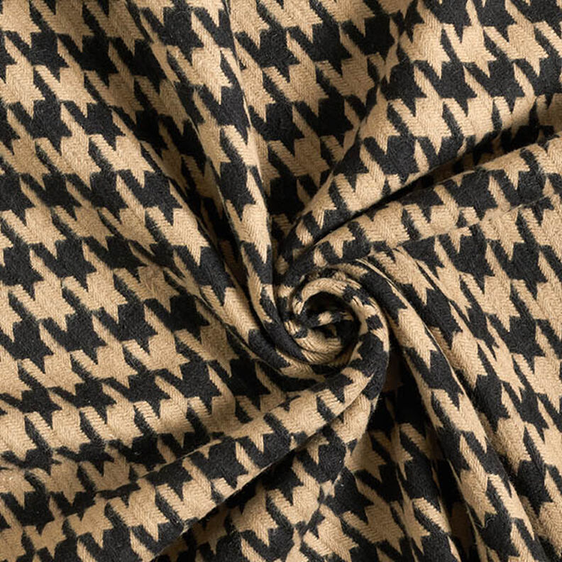 Tessuto per cappotto in tessuto misto cotone pied de poule – nero/anemone,  image number 3