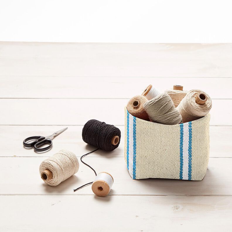 Tessuto in cotone Rustico – turchese/naturale, image number 6