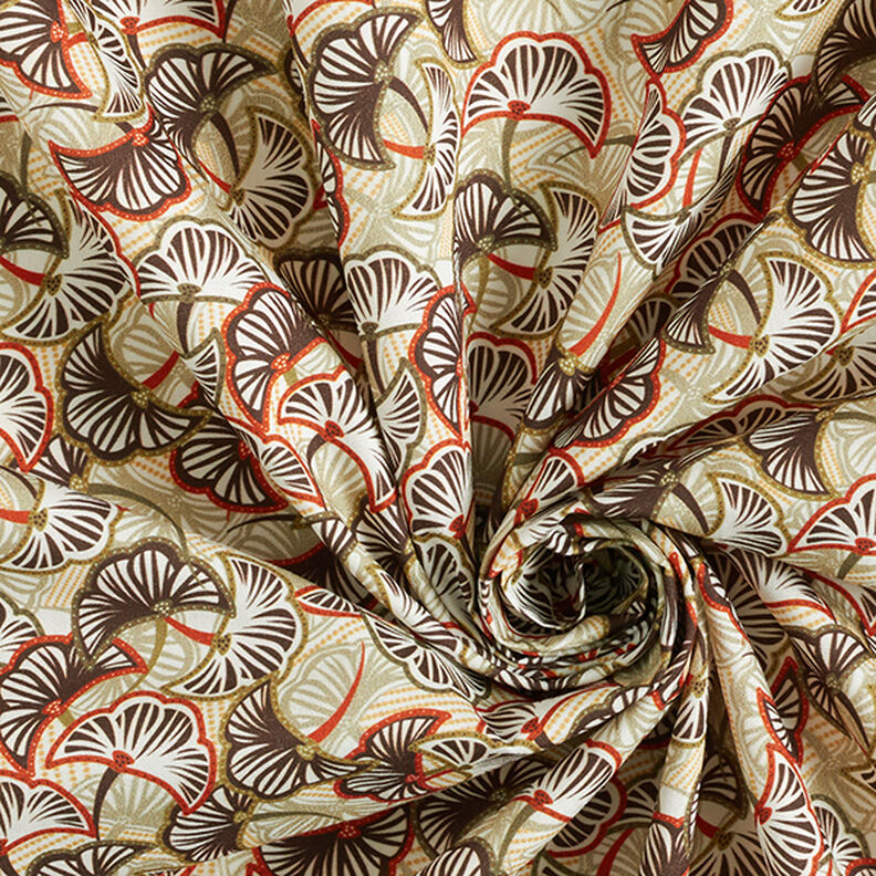 tessuto in cotone popeline Ginkgo astratto – cachi chiaro/terracotta,  image number 3
