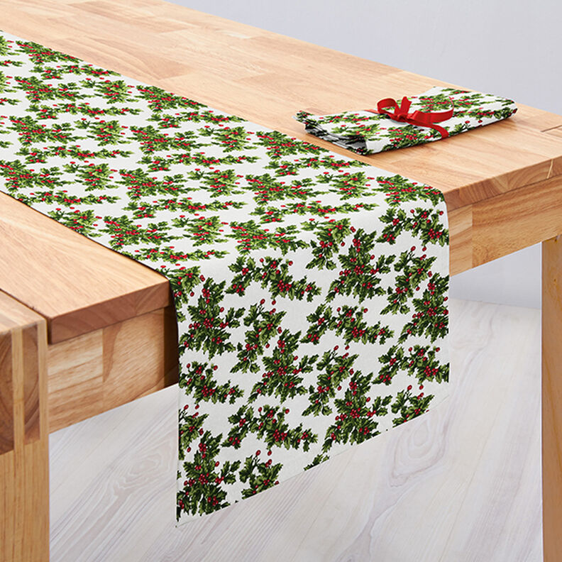 tessuto arredo canvas rametti di vischio – verde/rosso, image number 7