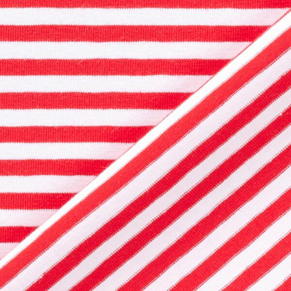 Jersey di cotone righe sottili – rosso/bianco, image number 4