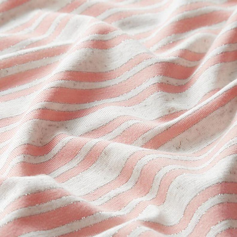 jersey di viscosa, righe glitter irregolari – bianco lana/rosé,  image number 2