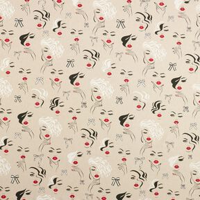 tessuto arredo mezzo panama Modelli – naturale/rosso carminio, 