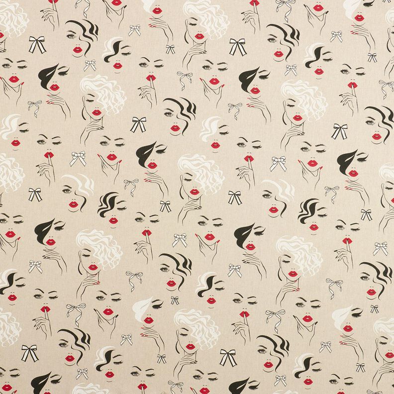 tessuto arredo mezzo panama Modelli – naturale/rosso carminio, image number 1