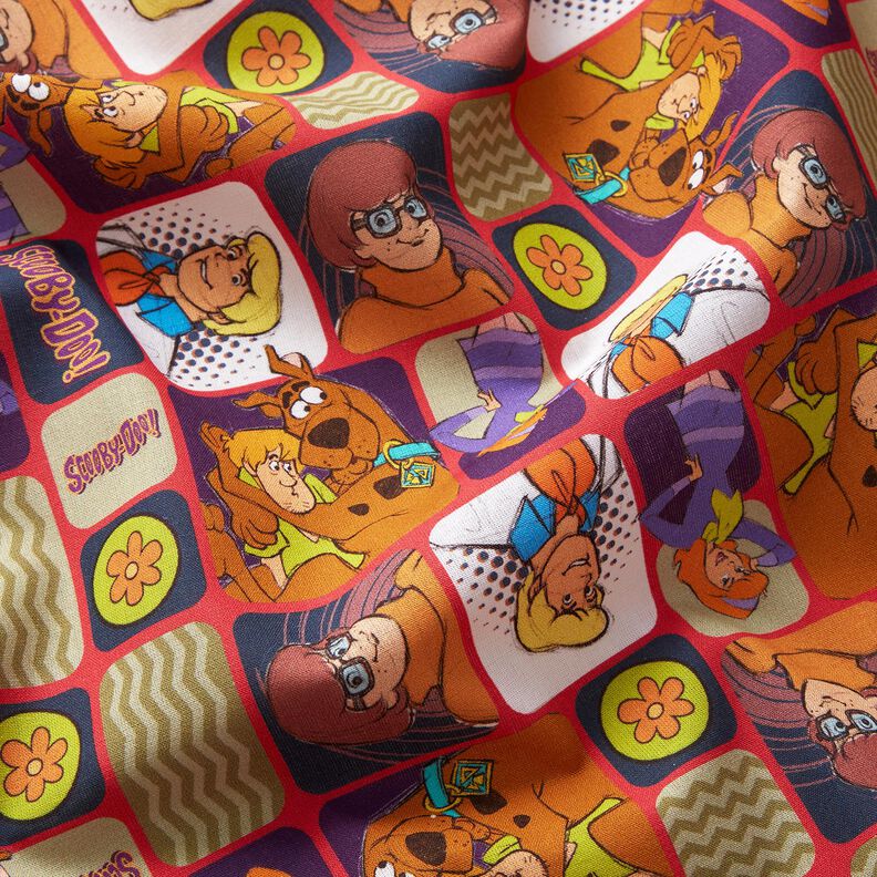 popeline di cotone Scooby Doo a fumetti Tessuto oggetto di licenza – rosso/mix di colori,  image number 2