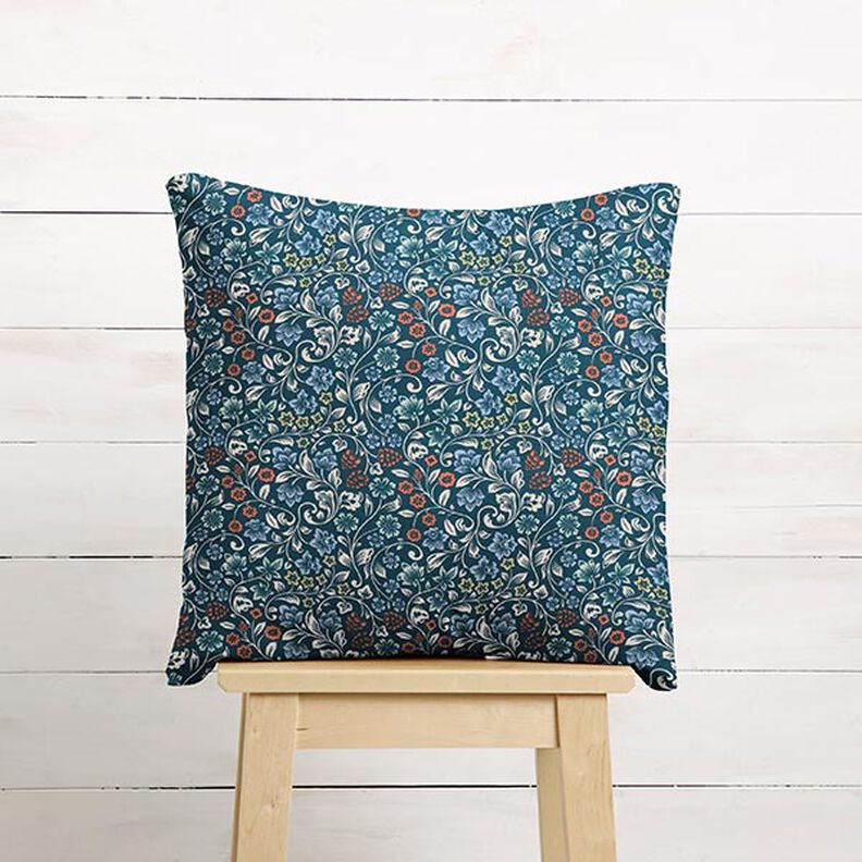 tessuto in cotone cretonne Fiori rampicanti – petrolio/tortora chiaro, image number 6