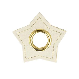 applicazione in similpelle con occhiello, stella  [ 4 pezzo/i ] – bianco lana, 