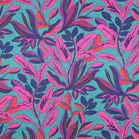 satin di cotone Lush Leaves | Nerida Hansen – turchese/porpora, 