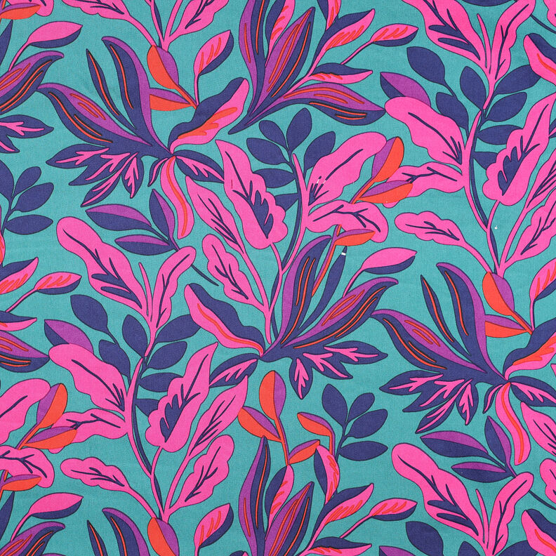 satin di cotone Lush Leaves | Nerida Hansen – turchese/porpora,  image number 1