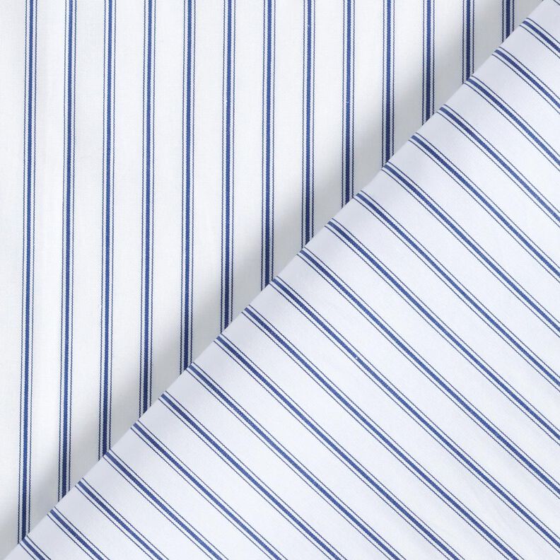 Tessuto in cotone a righe sottili – bianco/blu marino,  image number 4
