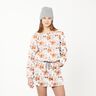 GOTS French terry, felpa estiva Fiori delicati – bianco/arancio pesca,  thumbnail number 5