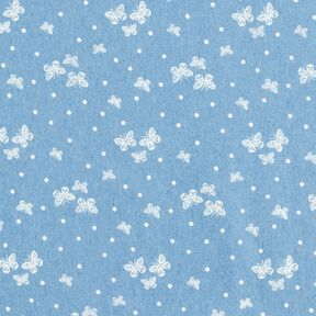 chambray Pois e farfalle – azzurro/bianco lana, 