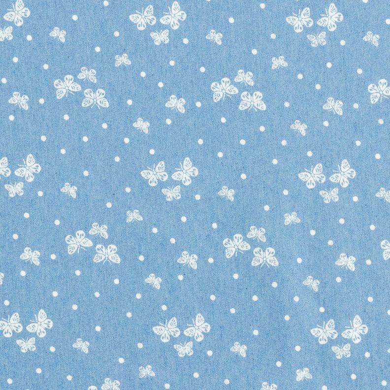 chambray Pois e farfalle – azzurro/bianco lana,  image number 1