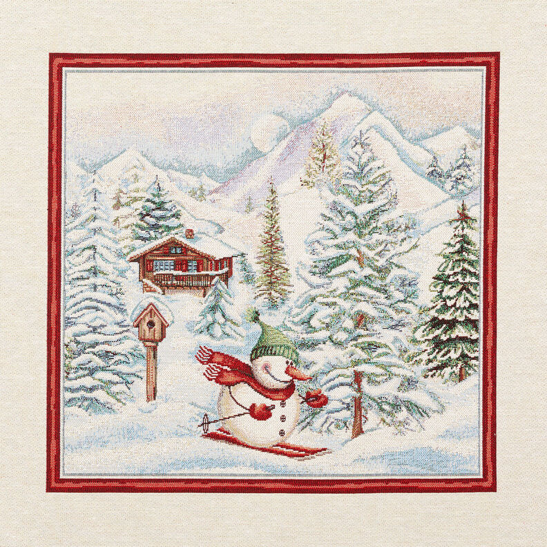 taglio di tessuto arredo gobelin Pupazzo di neve – rosso carminio/beige chiaro, image number 1