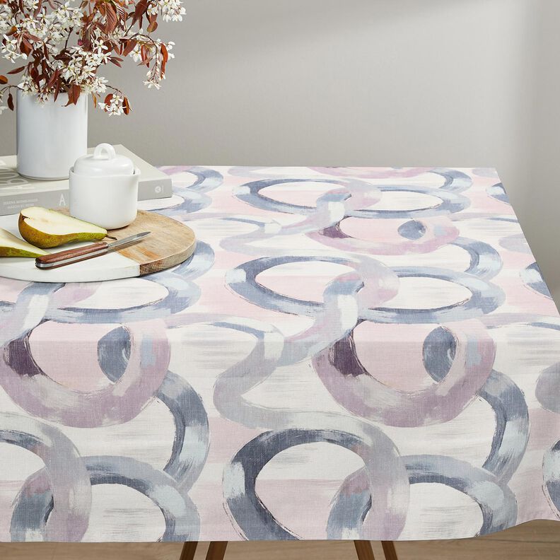 tessuto arredo mezzo panama Anelli astratti &ndash; lill&agrave; pastello/blu,  image number 8