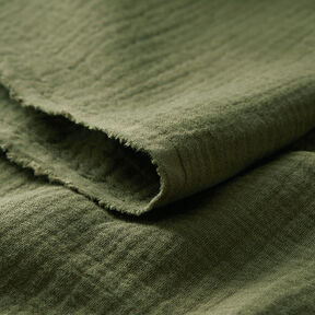 mussolina / tessuto doppio increspato – verde oliva, 