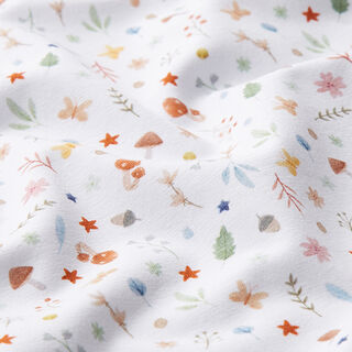 jersey di cotone bio fiori, funghi, foglie – bianco, 