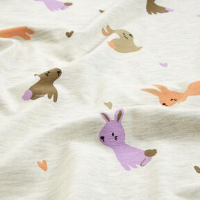jersey di cotone Conigli e cuori | Poppy Fabrics – bianco lana, 