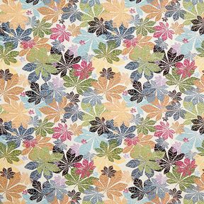 tessuto jacquard gobelin Foglie – bianco lana, 